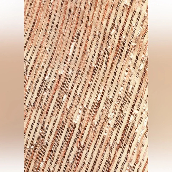 LULUS Endless Festivities Rose Gold Sequin Fringe Lace-Up Maxi Dress Formal Gown - Picture 2 of 13